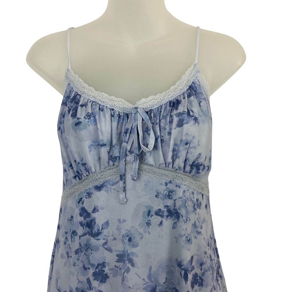 Pink‎ Rose Babydoll Floral Slip Dress L Light Blue Lace Milkmaid Cottagecore NWT - Picture 10 of 10